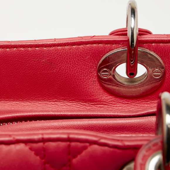 DIOR Coral Pink Cannage Leather Large Lady  Tote - Picture 7 of 13